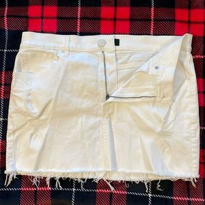 Express White Denim Distressed Mini Skirt